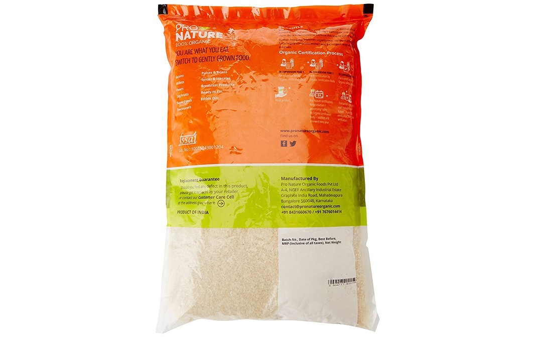 Pro Nature Organic Sonamasoori Rice (White)   Pack  5 kilogram